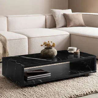 Couchtisch FineBuy 100 cm Wohnzimmertisch Sofatisch Stauraum Groß Kaffeetisch - Schwarz