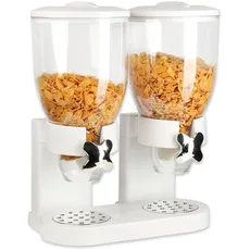 Schramm® Müslispender Cerealienspender Cornflakesspender Doppelspender wählbar in schwarz oder weiß 3500ml Fassungsvermögen 32,5x19x41cm BPA-frei, Farbe:Weiss
