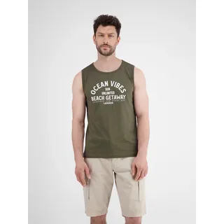 Muskelshirt LERROS "Herren Tanktop mit Brustprint", Herren, Gr. XL, grün (aged olive), 100% Baumwolle, Rundhals, Shirts Muskelshirt