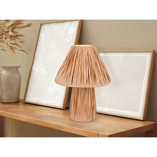 Ausgefallene LED Tischlampe aus Papier, Nachttischlampe dimmbar natur, Höhe 31cm