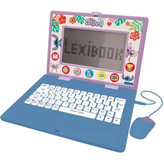 Lexibook LEXIBOOK, Disney Stitch, zweisprachiger und pädagogischer Laptop ENGLISCH/FRANZÖSISCH, Spielzeug für Kinder, 170 Aktivitäten zum Lernen, Spielen und Musik, großer Bildschirm, Blau/Lila, JC599Di1