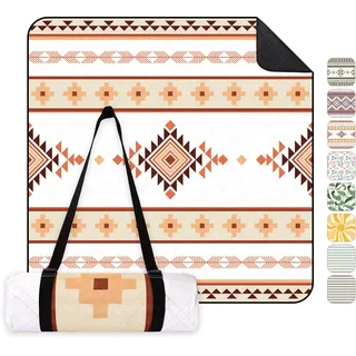 Sekey Boho Picknickdecke Wasserdicht 200x200 cm, Stranddecke Sandfrei | Gepolstert, Dreischichtige Struktur, PEVA-Wasserfestboden, Bindegurt-Trageriemen, geeignet für Picknick, Camping, Strand
