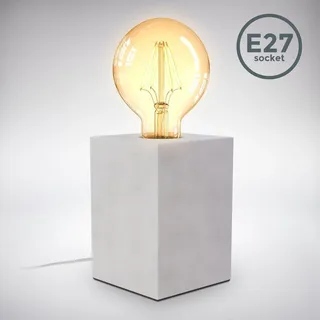 B.K.Licht Tischleuchte Beton Grau quadratisch 9cm max. 40W E27 ohne Leuchtmittel mit Schalter - Grau
