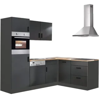 kochstation Winkelküche L-Form 230 x 170 cm grau