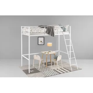 OTTO home »Hayo, Topseller! Zeitloses Metallbett, in mehreren Farben« weiß, B:159cm H:186cm L:208cm, Hochbetten, Hochbett, inkl. Lattenrost, Absturzsicherung und Leiter aus Metall,
