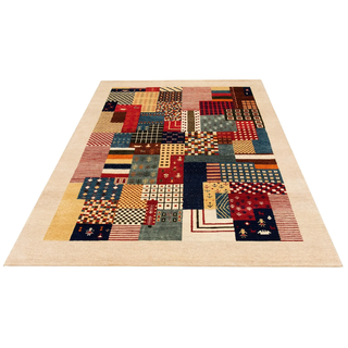 Wollteppich OTTO HOME "Felia" Gr. 4, beige (multi, beige), B:170cm H:12mm L:240cm, Wolle, Teppiche, Wollteppich, reine Wolle, handgewebt, mit Bordüre