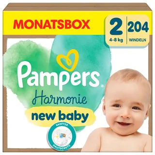 Pampers Pampers® Windeln HarmonieTM Größe Gr.2 (4-8 kg) für Neugeborene, 204 St.