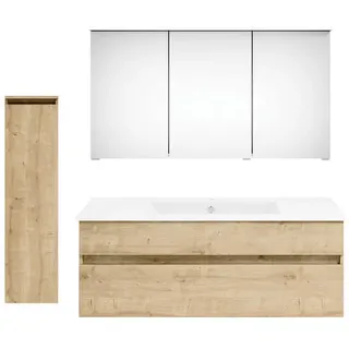 Puris Badezimmer , Eichefarben , Holzwerkstoff , 150 cm , Goldenes M, Made in Germany , hängend , Badezimmer, Badmöbelsets & Badmöbelserien, Badmöbel-Sets