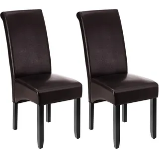 Tectake tectake® Esszimmerstuhl, gepolstert mit Kunstlederbezug, massive Holzbeine, 44 x 63 x 106 cm