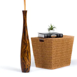 Leewadee Große Bodenvase 65 cm Mangoholz für Pampasgras & Trockenblumen