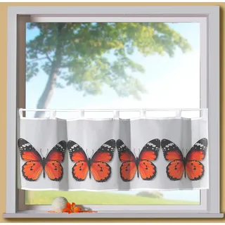 Weckbrodt Scheibengardine »Alisa« Schlaufen 1 Stk. tlg. Bistro, Voile, bedruckt, Schmetterling; HxB 45x120cm, Gardine, Store, weiß