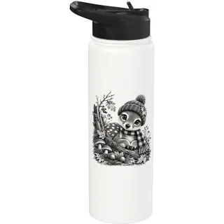 Niedliches Rehkitz Im Wald Herbst Outfit Waldtiere Natur Reh Stainless Steel Insulated Water Bottle