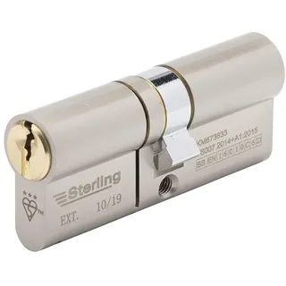 Sterling TS007 BS3 3-Sterne-Polizei-genehmigt, gesichert durch Design, Euro-Türzylinder, doppeltes Messing und satiniertes Nickel, 50 mm innen, 40 mm außen (90 mm insgesamt)