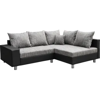Couchgarnitur Allegra L-Form Schwarz-Grau inkl.Hocker/Ausführung Rechts - Grau