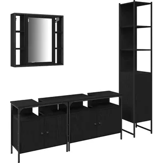 vidaXL Badezimmermöbel-Set 4 pcs Schwarz Eichen-Optik Holzwerkstoff - Braun