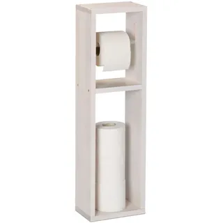 Relaxdays Toilettenpapierhalter , Weiß , Holz , Rechteckig , 20x70x13 cm , Badezimmer, WC Ausstattung, Toilettenpapierhalter