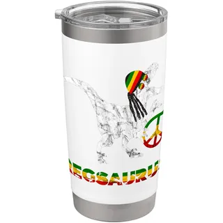 Reggae Dinosaurier Hippie Dino Rasta Reggae Rastafari T-Rex Doppelwandiger Edelstahl-Thermobecher