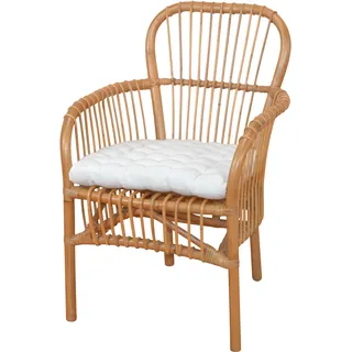 Esszimmersessel, beige (cremefarben, mit weißem sitzkissen), B:60cm H:85cm T:65cm, Stoffbezug 100% Polyester, HOFMANN LIVING AND MORE, Sessel, Esszimmersessel, Handgeflochten