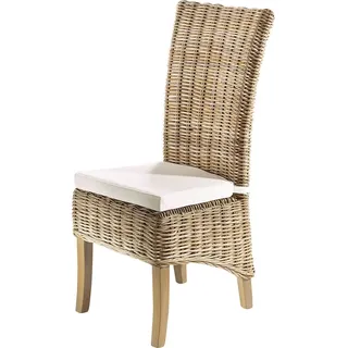 Kobolo Rattansessel 50 x 105 x 50 cm Braun mit Kissen