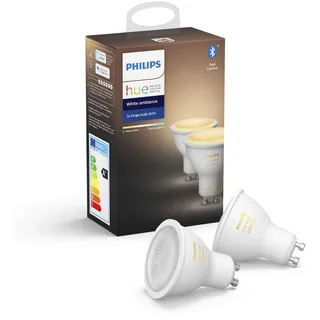 Philips Hue White ambience Doppelpack GU10, Intelligente Glühbirne, Weiß, Blue