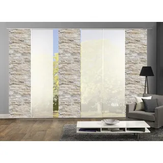 HOME WOHNIDEEN Schiebegardine Klettband 60 x 245 cm Wollweiß 6 Stk.