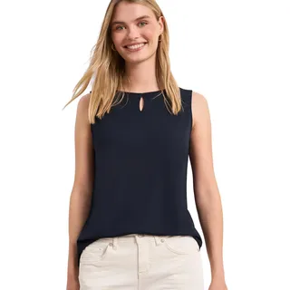 Street One Top mit Rundhals und Cut-Out-Detail deep Blue 42