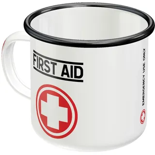 Nostalgic-Art Retro Emaille-Tasse, 360 ml, First Aid – Classic – Geschenk-Idee für Nostalgie-Fans, Camping-Becher, Vintage Design