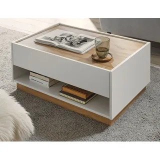 furn.design Couchtisch Weiß Eiche 90 x 60 x 38 cm