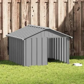 vidaXL Hundehütte Grau 116,5x103x81,5 cm Verzinkter Stahl - Grau
