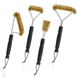 4er Set GrillbüRste Messing, MessingbüRste Grill mit Hitzeschutzgriff Messing GrillbüRste Gusseisen Rost mit Messingborsten Grillrost BüRste Grill MessingbüRste für Grillrost Gasgrill Holzkohlegrill G