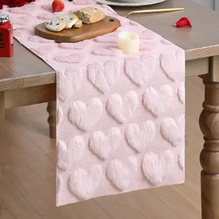 Artoid Mode Weich Plüsch Samt Faux Pelz Rosa Liebe Valentinstag Tischläufer, Muttertag Küche Tisch Urlaub Party Dekor 33x183 cm