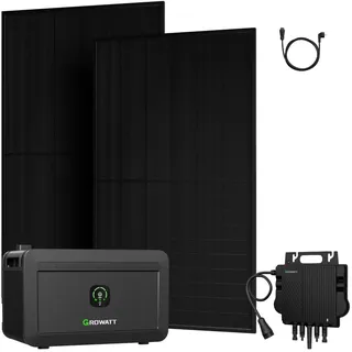 Powerness Balkonkraftwerk mit Speicher, Growatt NOAH 2000 Speicher mit 900W JA Solar Bifazial Solarmodule und Growatt NEO-800M-X Mikrowechselrichter