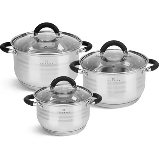 EDENBERG Modernes 6-teiliges Topfset, Edelstahl, Kochtopf Set | induktions Töpfe Set, Töpfe Induktion | Kochgeschirr Set, Topfset induktionsgeeignet - Silber