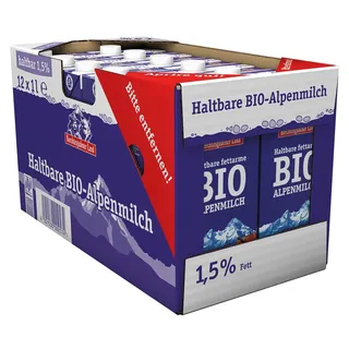 Berchtesgadener Land Bio Haltbare Bio-Alpenmilch 1.5% Fett, 12er Pack (12 x 1l)