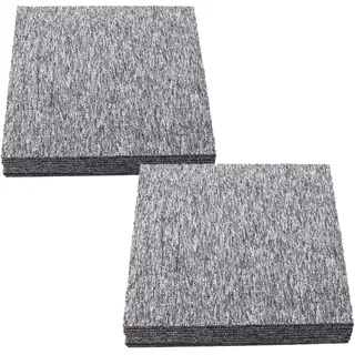 uyoyous 20 Stück Teppichfliesen Selbstliegend 50x50cm Strapazierfähig mit Klebepatch für Alle Bereiche Haus Büro Schlafzimmer Anti-Rutsch Hellgrau 5m2