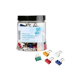 Gowi Foldbackklammern farbsortiert 1,5 cm, 100 St.