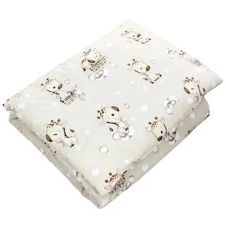 TupTam Kinder Gemusterte Bettdecken Set Ganzjahresdecke Bettdecke Kopfkissen Flachkissen 2tlg., Farbe: Giraffe/Beige, Größe: 135x100 cm
