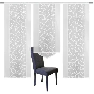 HOME WOHNIDEEN Schiebegardine »JENNA« Klettband 3 Stk. tlg. Schiebevorhang Jacquard Set, weiß