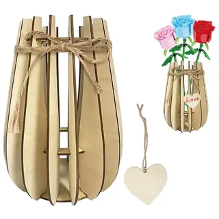 Anlising Holzpuzzle Blumenvase, 3D Vase Holz Bouquet, mit Holzetiketten, Vase für Blumenstrauß, Hölz vasen für Blumen, Hölzern Blumenvasen-Bauset, Holz-Puzzle vase, für Home Decor, Tischdekoration