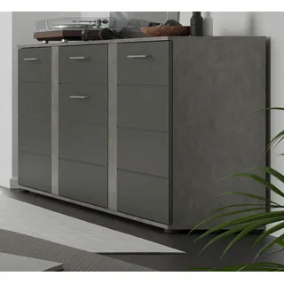 Sideboard "Bailey" grau matt und Matera grau Wohn- und Esszimmer Kommode 150 cm - Grau