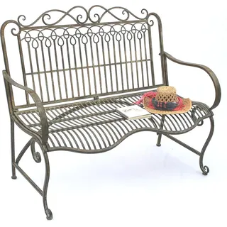 DanDiBo Gartenbank Metall Wetterfest Patina Grün 110 cm 2 Sitzer Sitzbank JC150014 Parkbank Eisen Garten - Grün, Braun