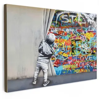 MuchoWow Leinwandbild Graffiti - Junge - Ilussie - Straßenkunst 30x20 cm , Textil , Rechteckig , 30x20 cm , FSC 100% , gerahmt , Bilder & Rahmen, Bilder, Leinwandbilder