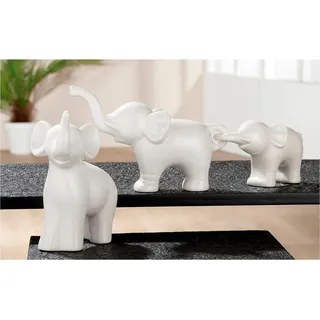 Gilde Tierfigur "Elefanten-Trio", Weiß