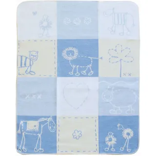 David Fussenegger Baby-und Kinderdecke Tiere Juwel Allover 70 x 90 cm blau