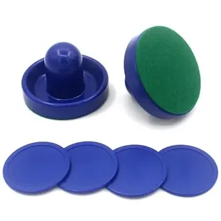 Dzxin Air Hockey Pushers, 2 Stück 96mm Air Hockey Tisch Filzschieber mit 4 Stück Roten Pucks für Ersatz Pucks Tischhammer Torhüter für Tabellen Spiel(Blau
