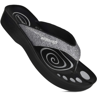 Aerosoft Damen Gliteratti Flip Flop, Erwachsene, Glitzer Grau, 39 EU