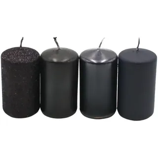 Dekohelden24 Stumpenkerze 7 x 4 cm schwarz