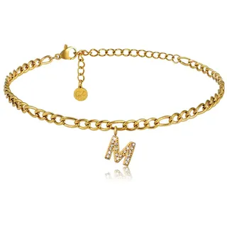 GD GOOD.designs Fußkettchen Gold mit Buchstaben wasserfest I Fußkette für Damen 18K vergoldet - verstellbar (22-27cm) - aus Edelstahl