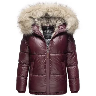 Winterjacke NAVAHOO "Winterjacke Tikunaa", Damen, Gr. XS, rot (weinrot), Obermaterial: 100% Nylon NY.  Obermaterial: Futter: 100% Polyester PES. 100% Polyester PES., figurumspielend hüftbedeckend, verstellbar Rippstrickbündchen, Jacken Winterjacke, warm gefütterte Damen Steppjacke mit Kunstfellkapuze