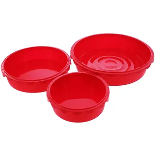 Coolinato 3er Set Silikon Backformen rund 16 cm 20 cm und 26 cm, Rot, Silikonformen zum Backen von Kuchen und Desserts, inkl. 4 Rezepten